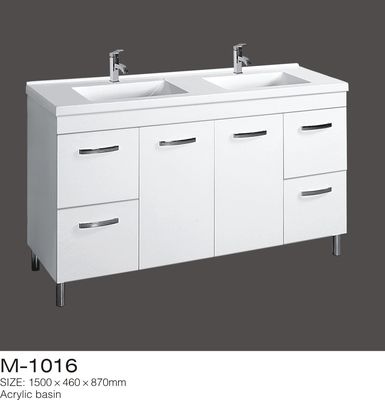 Rustic MDF Bathroom Vanity , Waterproof Bathroom Furniture Steel Feet Acrylic Basin