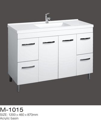 Rustic MDF Bathroom Vanity , Waterproof Bathroom Furniture Steel Feet Acrylic Basin