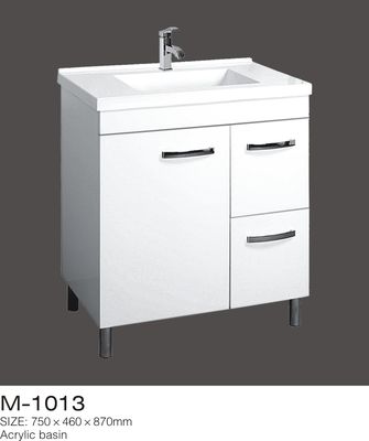 Rustic MDF Bathroom Vanity , Waterproof Bathroom Furniture Steel Feet Acrylic Basin