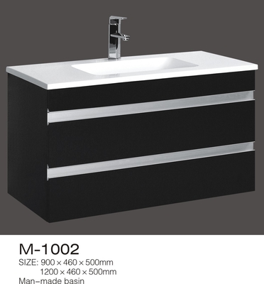 Custom Build Bathroom Vanity Units , DIY Black Vanity Double Invisible Drawer