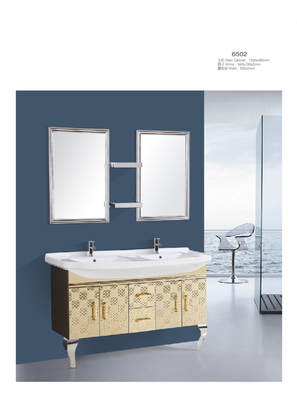 دو برابر سینک از فولاد ضد زنگ حمام Vanity کابین آینه موزاییک قاب
